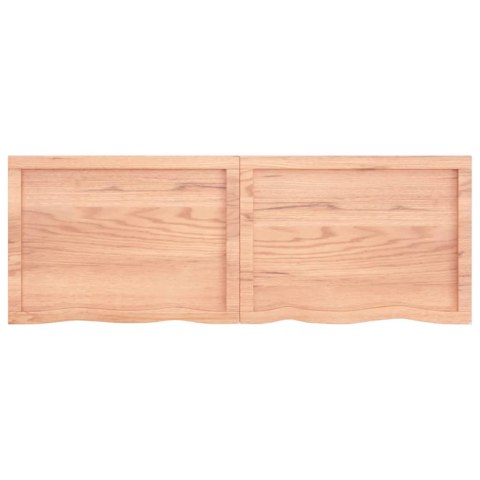 Półka, brązowa, 140x50x(2-6) cm, lakierowane lite drewno dębowe