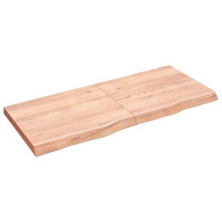 Półka, brązowa, 140x60x(2-6) cm, lakierowane lite drewno dębowe