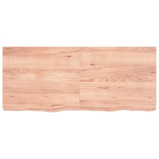 Półka, brązowa, 140x60x(2-6) cm, lakierowane lite drewno dębowe