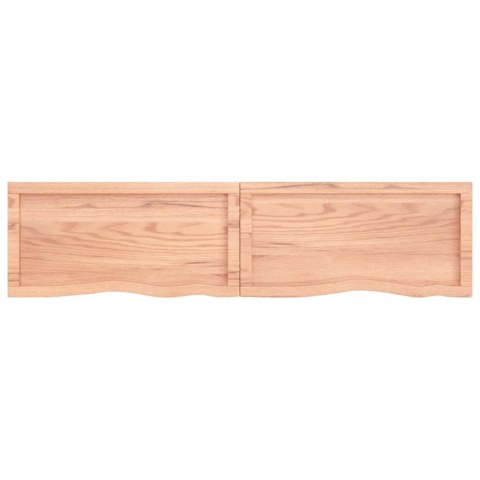 Półka, brązowa, 160x40x(2-6) cm, lakierowane lite drewno dębowe