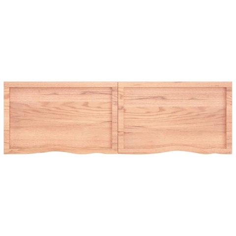 Półka, brązowa, 160x50x(2-6) cm, lakierowane lite drewno dębowe