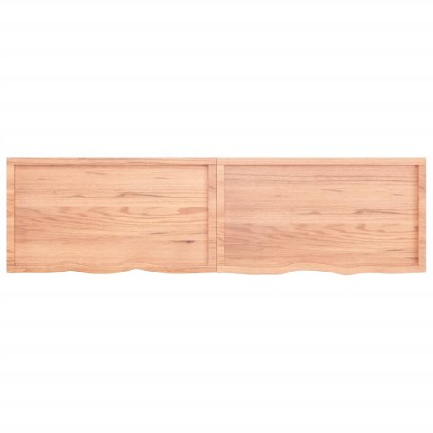 Półka, brązowa, 220x60x(2-6) cm, lakierowane lite drewno dębowe