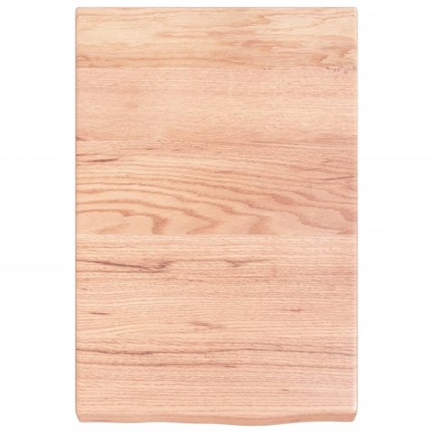 Półka, brązowa, 40x60x(2-6) cm, lakierowane lite drewno dębowe