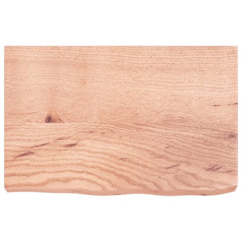 Półka, brązowa, 60x40x(2-6) cm, lakierowane lite drewno dębowe