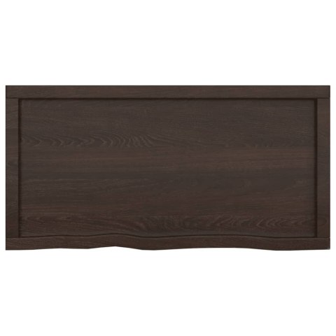 Półka, ciemnobrązowa, 100x50x(2-6) cm, wykończone drewno dębowe