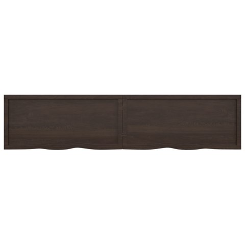 Półka, ciemnobrązowa, 220x50x(2-6) cm, wykończone drewno dębowe