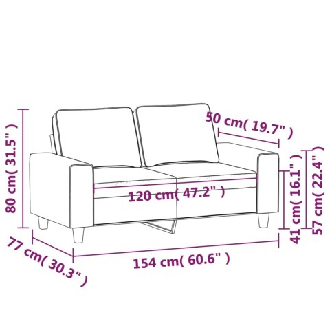 Sofa 2-osobowa, czarna, 120 cm, tapicerowana tkaniną