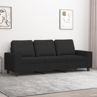 Sofa 3-osobowa, czarna, 180 cm, tapicerowana tkaniną