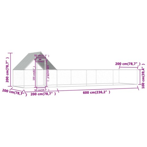 Woliera dla kur, 8 x 2 x 2 m, galwanizowana stal