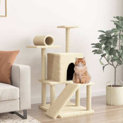 Drapak dla kota z sizalowymi słupkami, kremowy, 110,5 cm