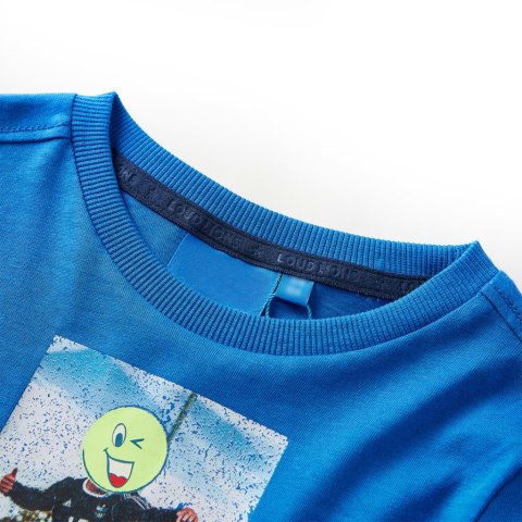 Koszulka dziecięca z długimi rękawami, kobaltowa, 128