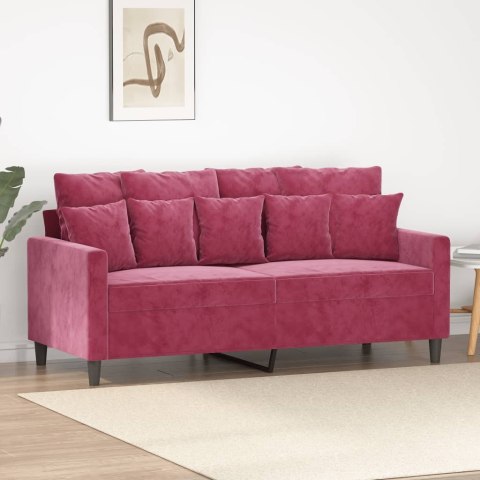 Sofa 2-osobowa, winna czerwień, 140 cm, tapicerowana aksamitem