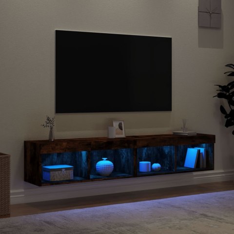 Szafki TV, z LED, 2 szt., przydymiony dąb, 80x30x30 cm