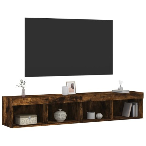 Szafki TV, z LED, 2 szt., przydymiony dąb, 80x30x30 cm