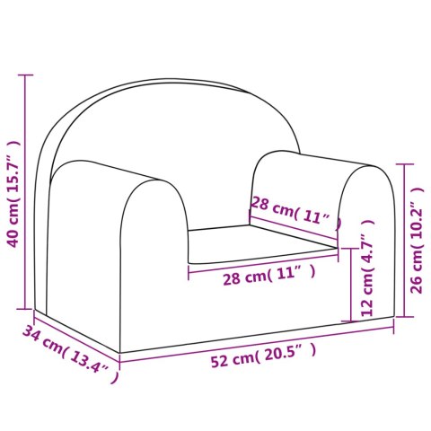 Sofa dziecięca jasnoszara z gwiazdkami Miękki plusz