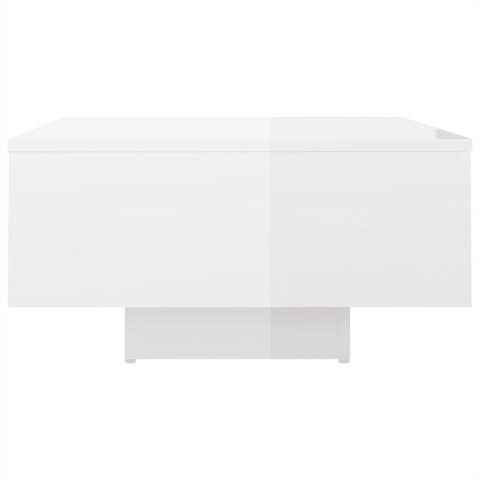 Stolik kawowy, biały, wysoki połysk, 60x60x31,5 cm, płyta
