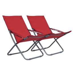 Składane krzesła plażowe, 2 szt., tkanina, czerwone