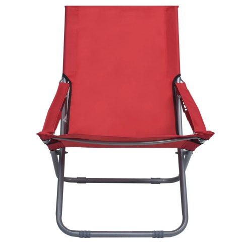 Składane krzesła plażowe, 2 szt., tkanina, czerwone