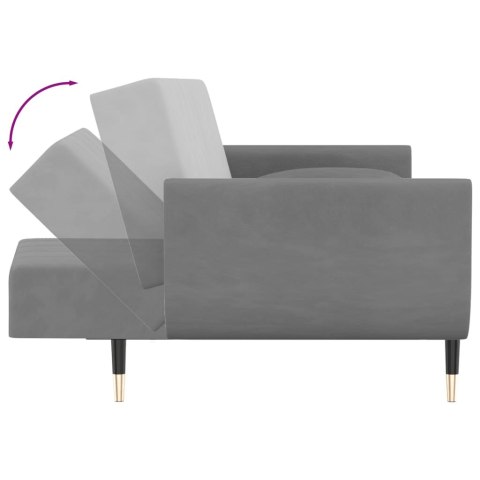 2-osobowa kanapa z 2 poduszkami, jasnoszara, aksamitna
