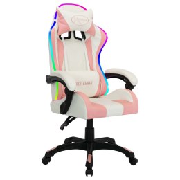 Fotel dla gracza z RGB LED, różowo-czarny, sztuczna skóra