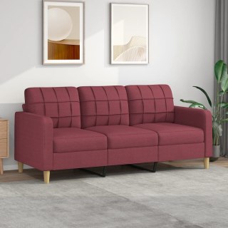 Sofa 3-osobowa, winna czerwień, 180 cm,tapicerowana tkaniną