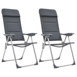 Krzesła turystyczne, 2 szt., 58 x 69 x 111 cm, aluminium, szare