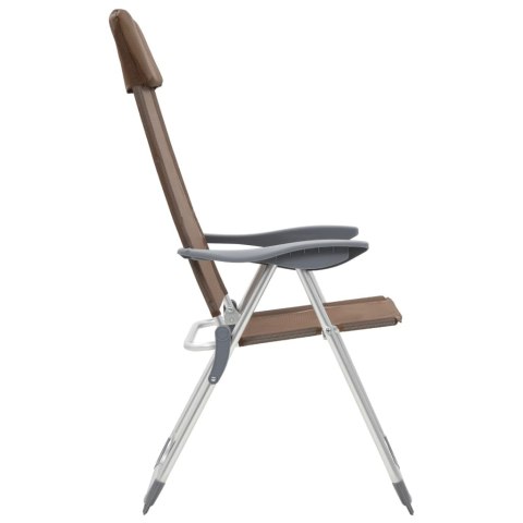 Składane krzesła turystyczne, 2 szt., brązowe, aluminiowe