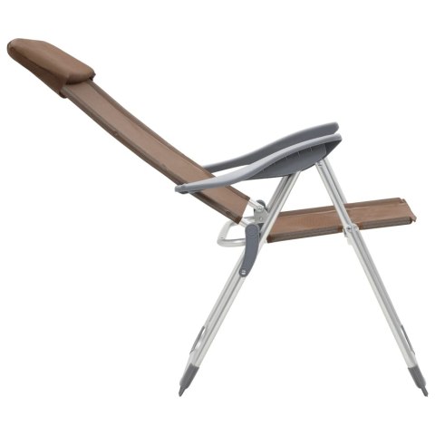 Składane krzesła turystyczne, 2 szt., brązowe, aluminiowe