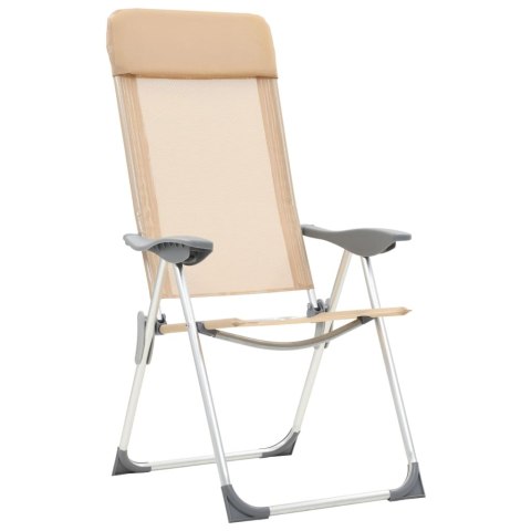 Składane krzesła turystyczne, 2 szt., kremowe, aluminiowe