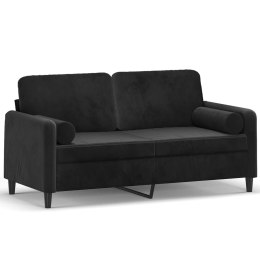 2-osobowa sofa z poduszkami, czarna, 140 cm, aksamit