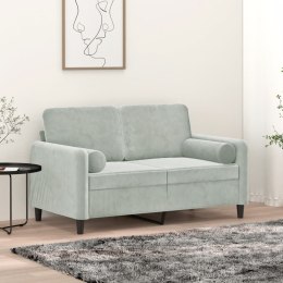 2-osobowa sofa z poduszkami, jasnoszara, 120 cm, aksamit