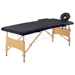 Składany drewniany stół do masażu 2-strefowy, czarny
