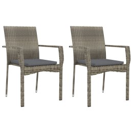 Krzesła ogrodowe z poduszkami, 2 szt., polirattan, szare