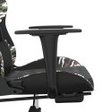Masujący fotel gamingowy z podnóżkiem, czarny i moro