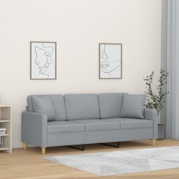 3-osobowa sofa z poduszkami, jasnoszara, 180 cm, tkanina