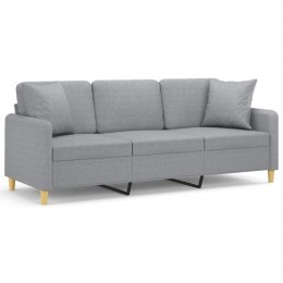 3-osobowa sofa z poduszkami, jasnoszara, 180 cm, tkanina