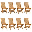 Krzesła ogrodowe z kremowymi poduszkami, 8 szt., drewno tekowe