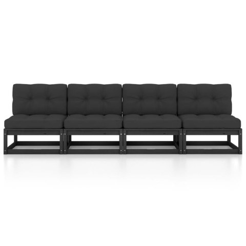 4-osobowa sofa ogrodowa z poduszkami, lite drewno sosnowe