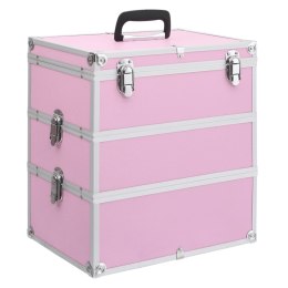 Kuferek na kosmetyki, 37 x 24 x 40 cm, różowy, aluminiowy