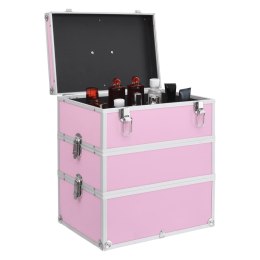 Kuferek na kosmetyki, 37 x 24 x 40 cm, różowy, aluminiowy