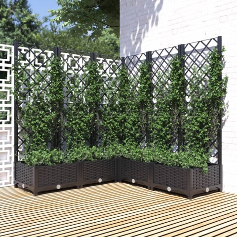 Donica ogrodowa z kratką, czarna, 120x120x121,5 cm, PP