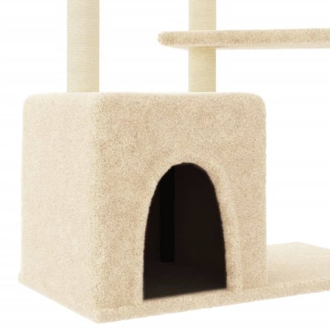 Drapak dla kota, z sizalowymi słupkami, kremowy, 107,5 cm