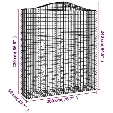 Łukowaty kosz gabionowy 200x50x220/240 cm, galwanizowane żelazo