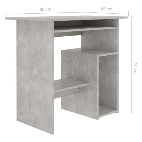 Biurko, betonowa szarość, 80x45x74 cm, płyta wiórowa