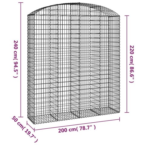 Łukowaty kosz gabionowy 200x50x220/240 cm, galwanizowane żelazo