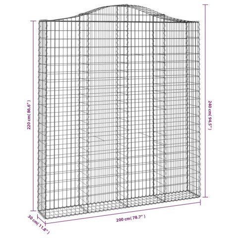 Łukowaty kosz gabionowy 200x30x220/240 cm, galwanizowane żelazo