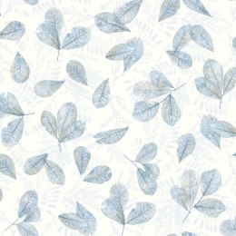Evergreen Tapeta Leaves, biało-niebieska
