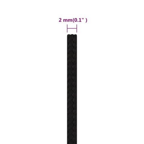 Linka robocza, czarna, 2 mm, 250 m, poliester