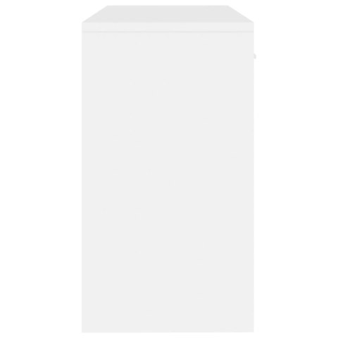 Biurko z szufladą i szafką, białe z połyskiem, 100x40x73 cm
