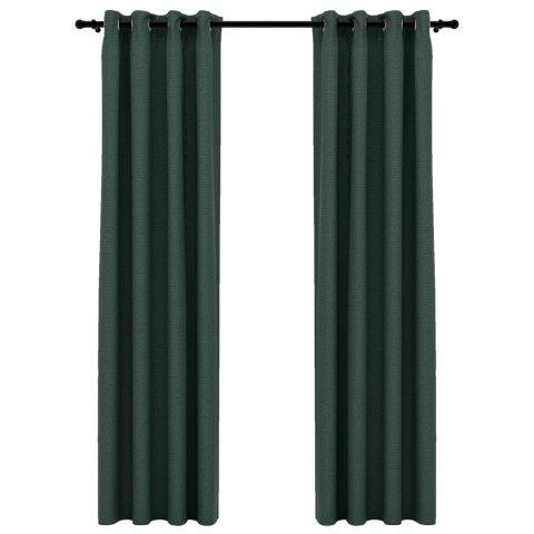 Zasłony stylizowane na lniane, 2 szt., zielone, 140x245 cm
